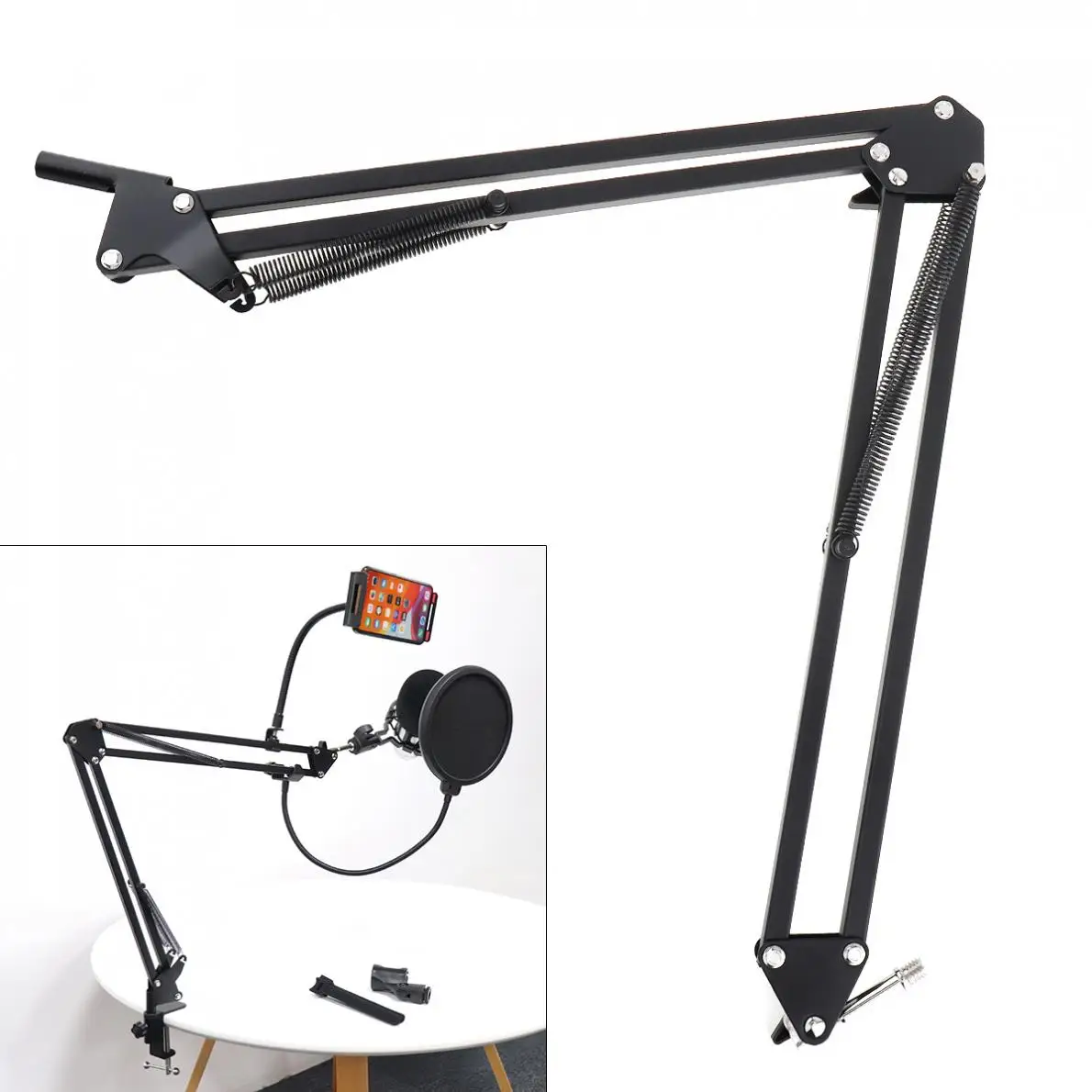 Suporte de Braço de Tesoura de Microfone Suporte de Clipe de Telefone Suporte de Parafuso Universal para Ktv Preto de Nb-35 Studio Luzes –