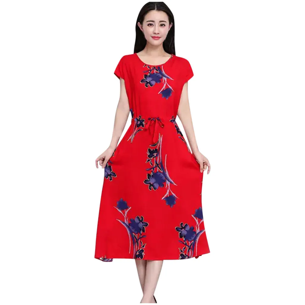 Элегантное платье с цветочным рисунком женское пляжное модное повседневное