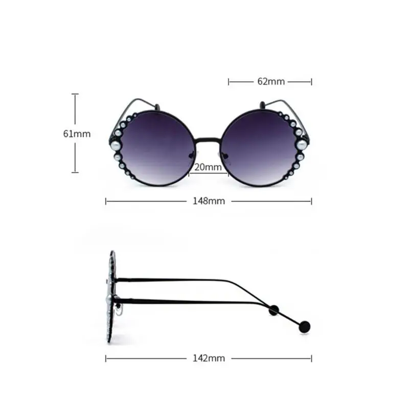 Модные Винтажные женские солнцезащитные очки в круглой оправе с бусинами