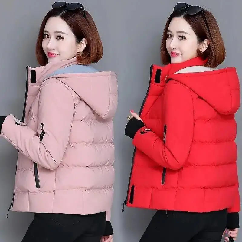 Hooded Down Cotton Jacket Autumn Winter 2021 New Women Short Padded Jackets Plus Thick Zipper Overcoat Parka Outwear Female Coat | Женская