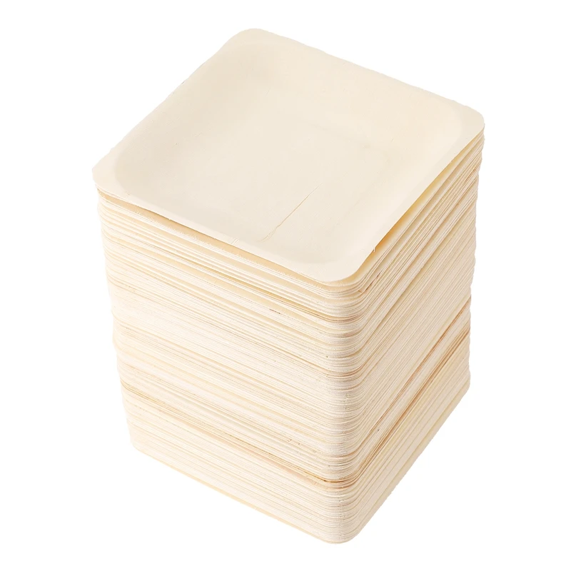 Botique-150Pcs одноразовые квадратные деревянные тарелки, портативная посуда для дня рождения, свадьбы, ресторана, пикника, барбекю, 140X140 м