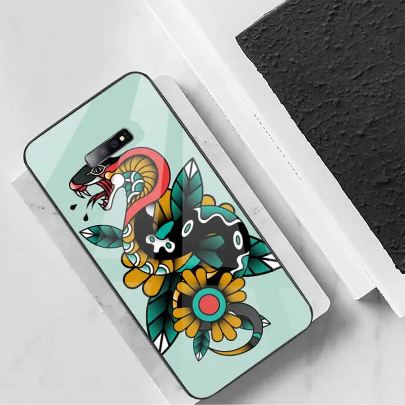

Hand Snake aesthetics flpwers Phone Case Tempered glass For Samsung S6 S7 edge S8 S9 S10 e plus note8 9 10 pro