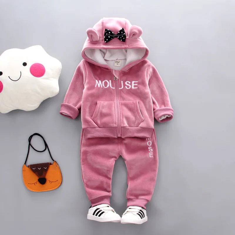 

Baby Girls Winter Clothing Set 2020 Toddler Kids Miki Outfits Children Fleece Warm Zipper Mouse Clothes Costume Suit 2 3 4 Years
