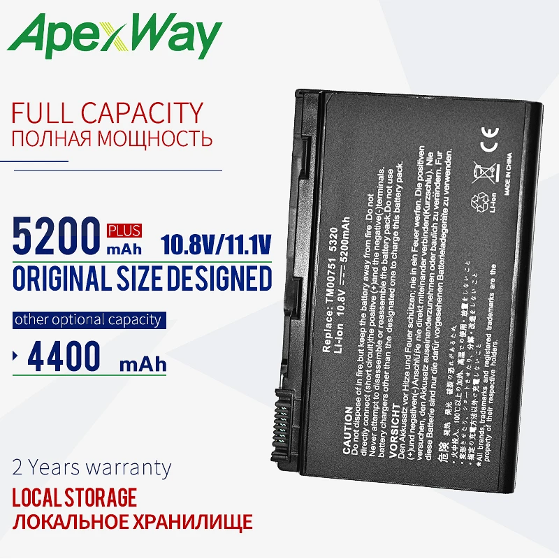 Apexway 11 1 V аккумулятор для ноутбука Acer TravelMate 5710 5720G 5720 5730G 5730 6592G 6592 7220G 7220 7320G 7520 7520G 7720