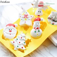 6 hole christmas silicone mold snowman santa elk christmas tree silicone cake mold diy diy jelly gummy soap mould pastry tools