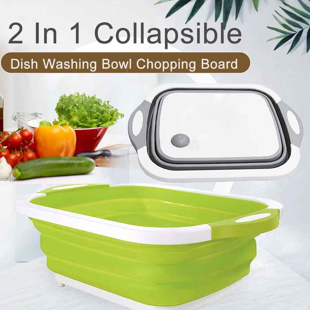 2 в 1 складная доска для резки посуды многофункциональная кухонная гаджет мытья и