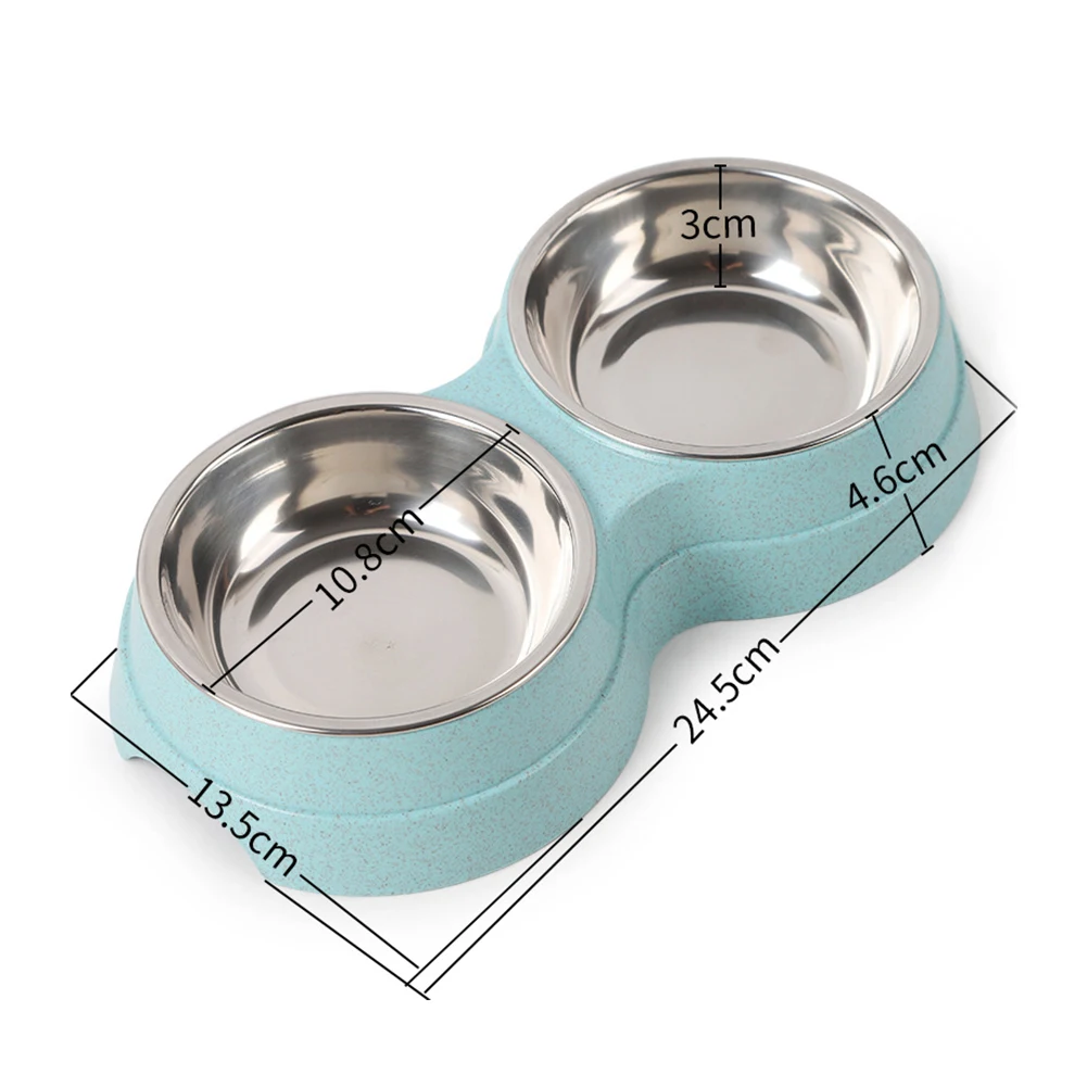 

Double Pet Bowls Dog Food Water Feeder Stainless Steel Pet Drinking Dish Feeder Cat Puppy Feeding Supplies Small Dog Accessories
