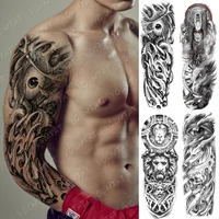 large arm sleeve tattoo mechanical gear bionic waterproof temporary tatto sticker bear body art full fake tatoo women men