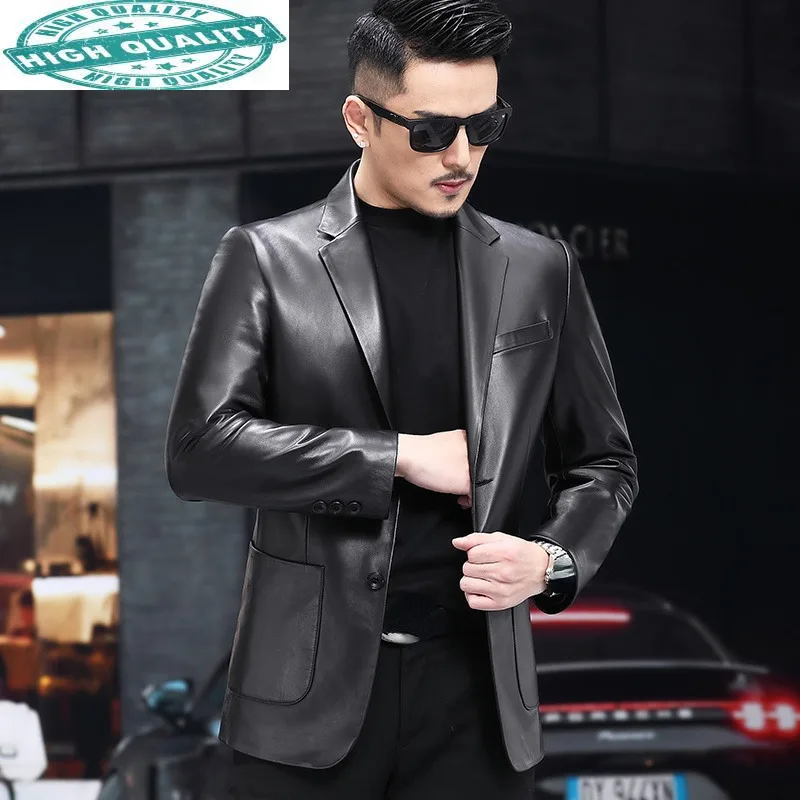 

Sheepskin 100% Jacket Men Genuine Leather Coat Male Short Slim Korean Jakcets Causal Outwear Ropa Hombre SQQ745