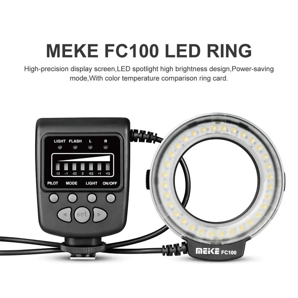 

Speedlite LED Flash Light Ring Speedlite Ring Fill Lamp MEIKE FC100 Single Contact Popular Type Universal Manual for DSLR Camera