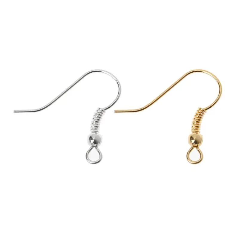 

69HB 100Pcs Silver Gold Earring Hooks Ear Wires Hypo-allergeni DIY Jewelry Findings
