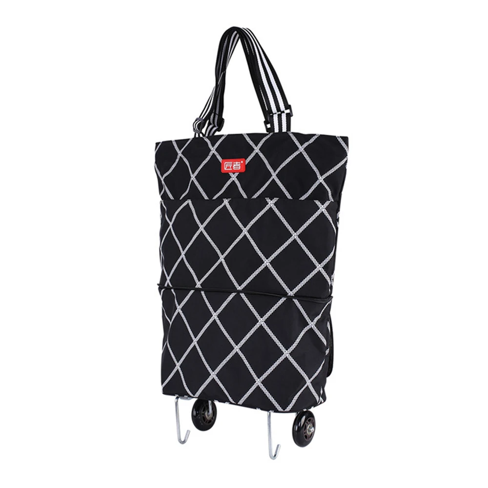 

Collapsible Utility Cart Foldable Reusable Shopping Trolley Bag with Wheels Waterproof Oxford Fabric Folding Grocery Cart Travel