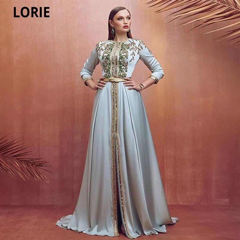 LORIE – robe de soirée en Satin pour la plage, Caftan marocain, élégant, manches cape, dentelle, robe de bal, longue, sur mesure, 2021  (0)