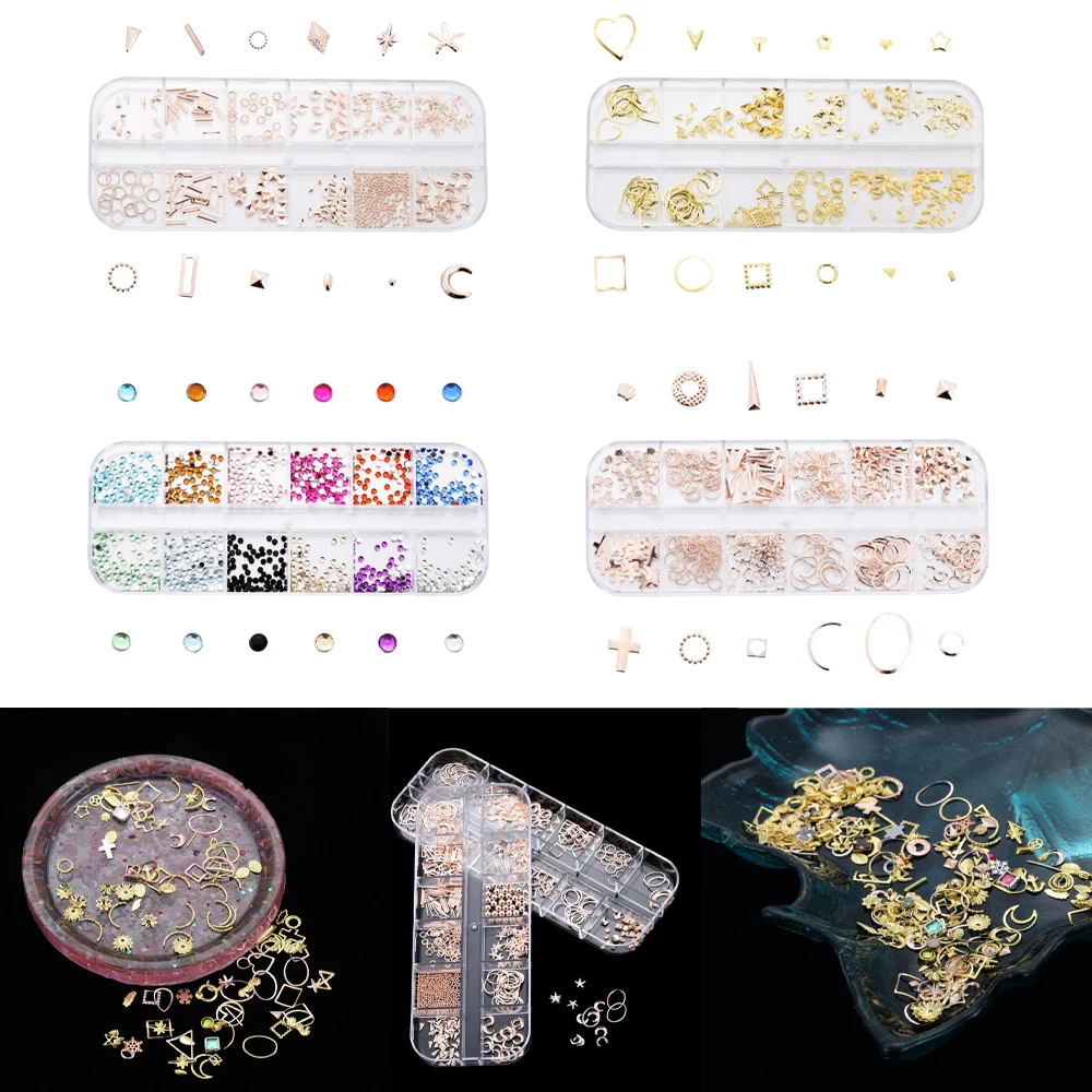 

1Box Mixed Sparkle Nail Art Rhinestones Diamonds Crystals Artificial Pearls Epoxy Resin Mold Filler For DIY Jewelry Decoration