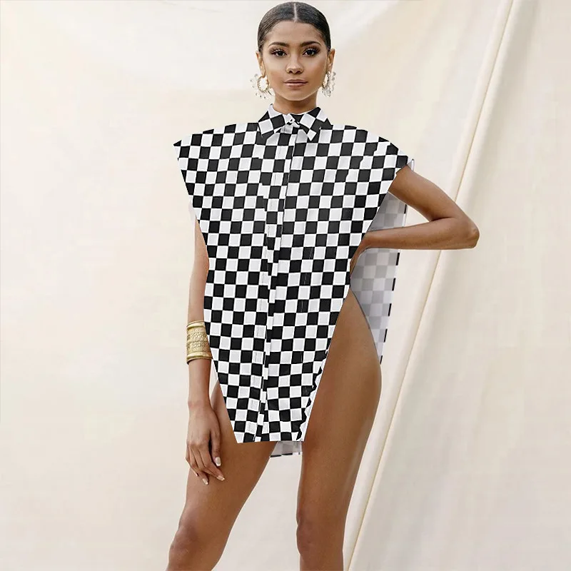 

Y2k, длинные блузки, женские рубашки, модные, белые, черные, клетчатые топы с принтом, уличный стиль, сексуальные, с вырезами, v-образный вырез, т...