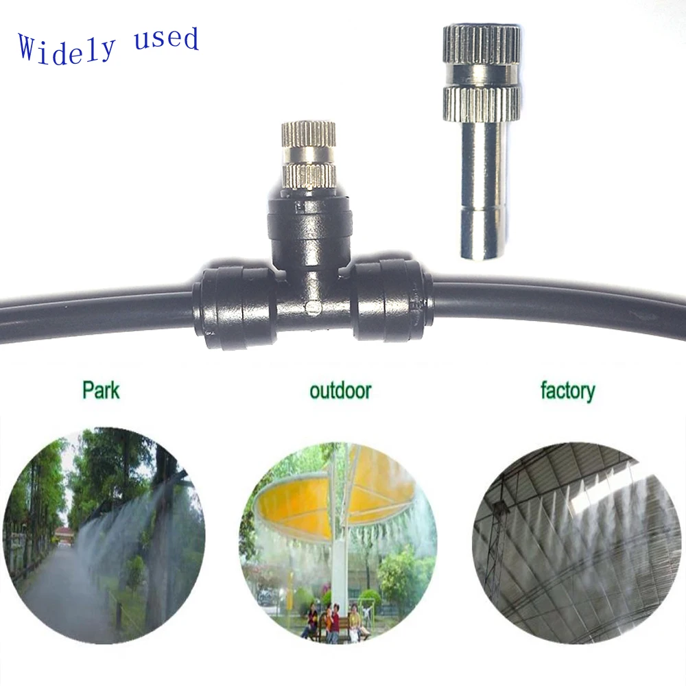 

10Pcs 1/4" Inch 0.1-0.6 Quick Pushing Nozzles Nickeled Fogging Spray Sprinkler Misting Garden Nozzle For Misting Cooling System