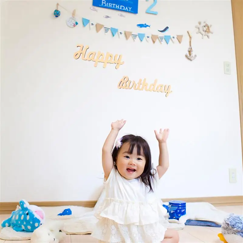 

1 Pc Wooden Birthday Wall Sticker Photo Prop Party Wall Decor