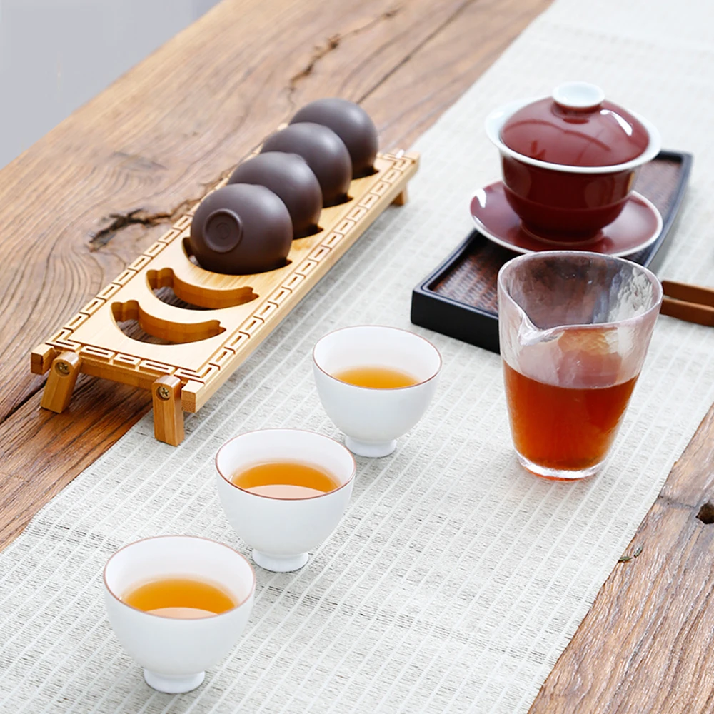Портативный Бамбуковый дренажный стеллаж для чайных чашек в китайском стиле