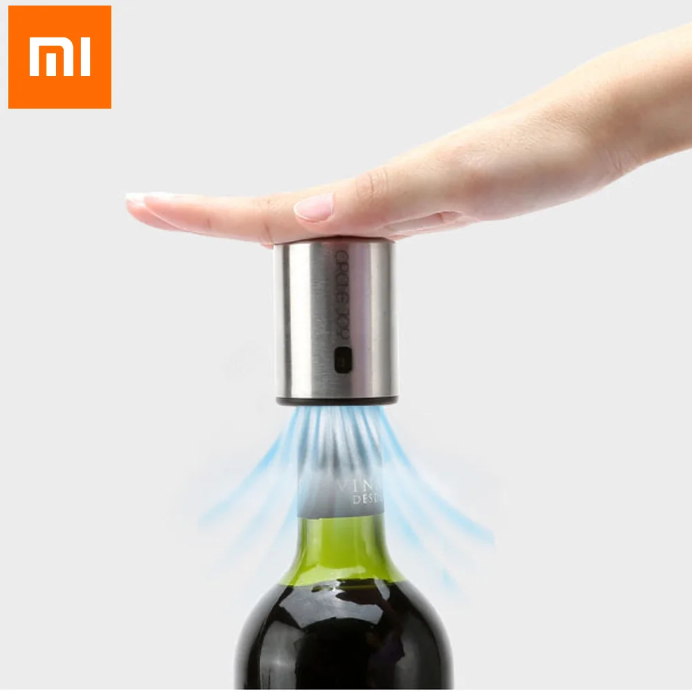 Умная винная пробка Xiaomi электрическая для вина из нержавеющей стали с эффектом