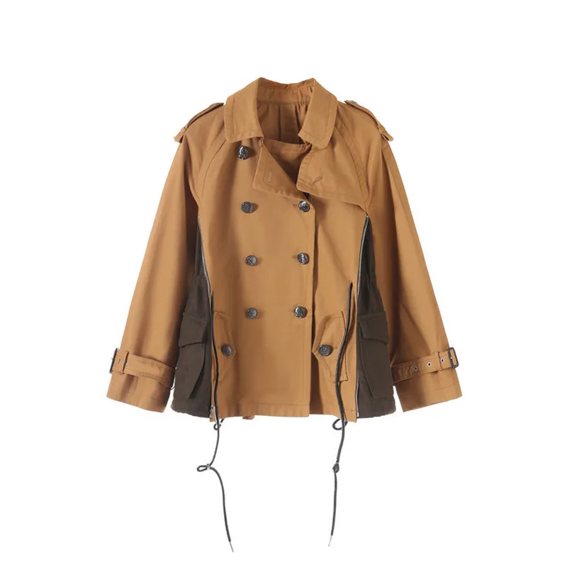 Женская свободная куртка и пальто BF осенняя двубортная с отложным воротником в