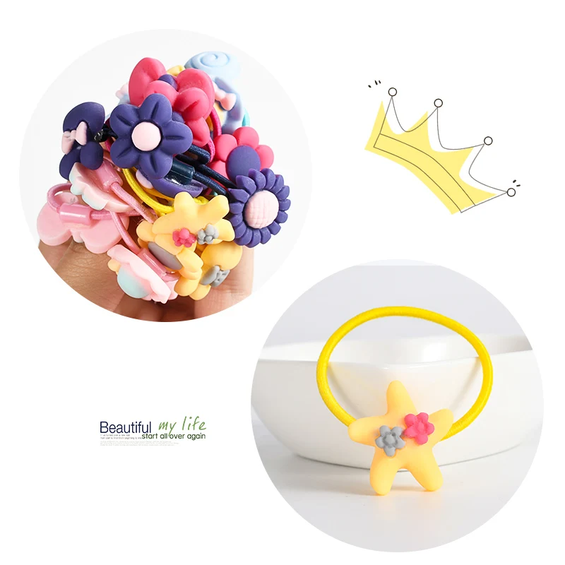 20 шт./компл. милый мультфильм девушка волос Веревка кольцо красочные эластичные