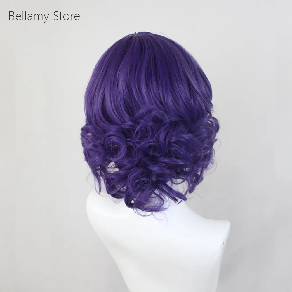 Парик для косплея восточного проекта COS Yasaka Канако фиолетовые короткие вьющиеся