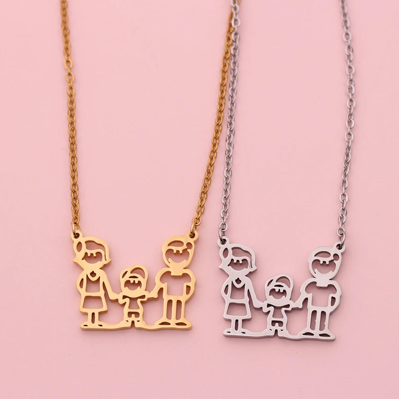 Рождественские подарки подвески ожерелья подарок Папа мама сын счастливая семья