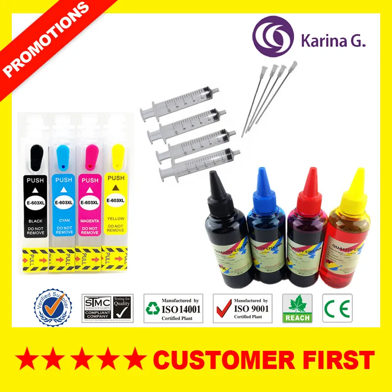 Многоразовый чернильный картридж для T603 T603XL Подходит EPSON XP 2100 3100 4100 принтер с