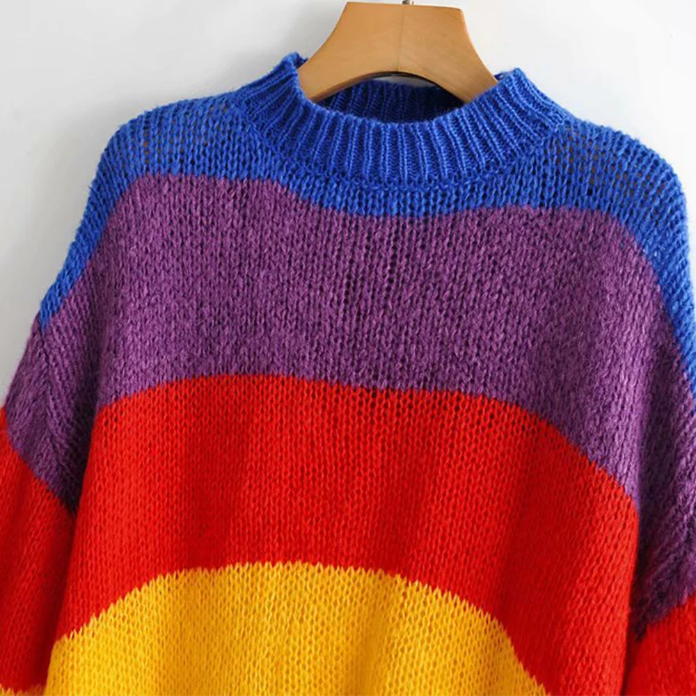 Женский Повседневный свитер Joineles разноцветный пуловер в радужную полоску с