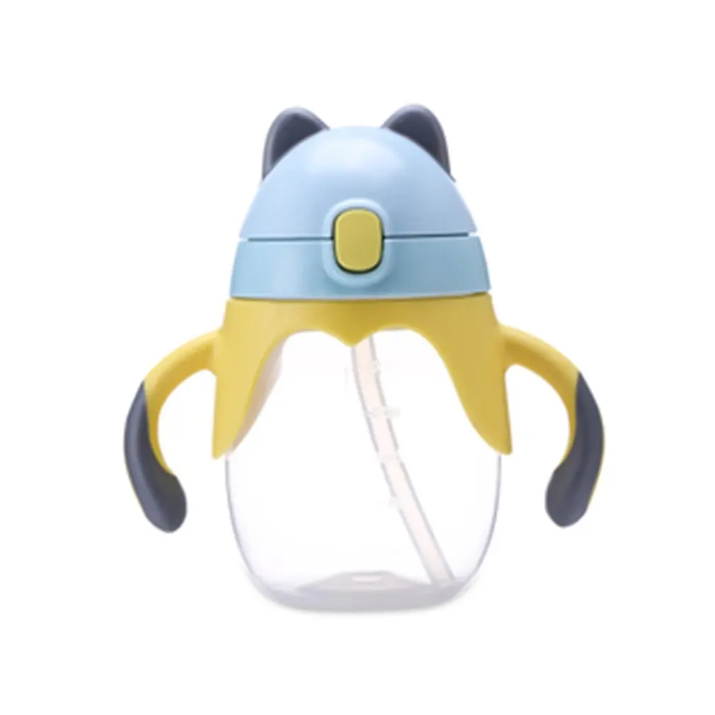 

Новая Детская Бутылочка для воды с черными ушками и двойной ручкой, детская чашка для обучения, детская соломенная бутылка, детские соломен...