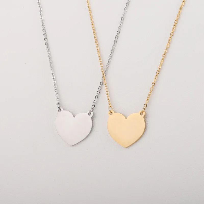 

10 шт 45 см зеркало из нержавеющей стали простая перфорированная Пара Ожерелье Подвеска, сердце, персик цепочка для ключицы женские модные юв...