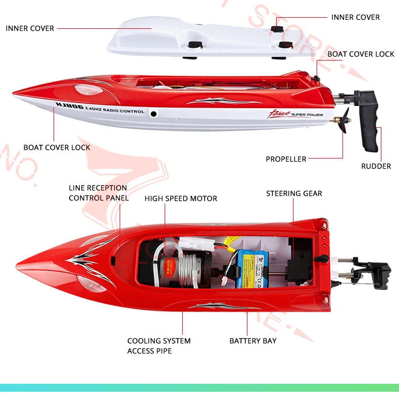 HJ806 Electric RC Boat 35KM/H High Speed Radio Remote Controlled Speedboat Racing Ship Steerable Boats Toy VS Feilun FT012 FT011
