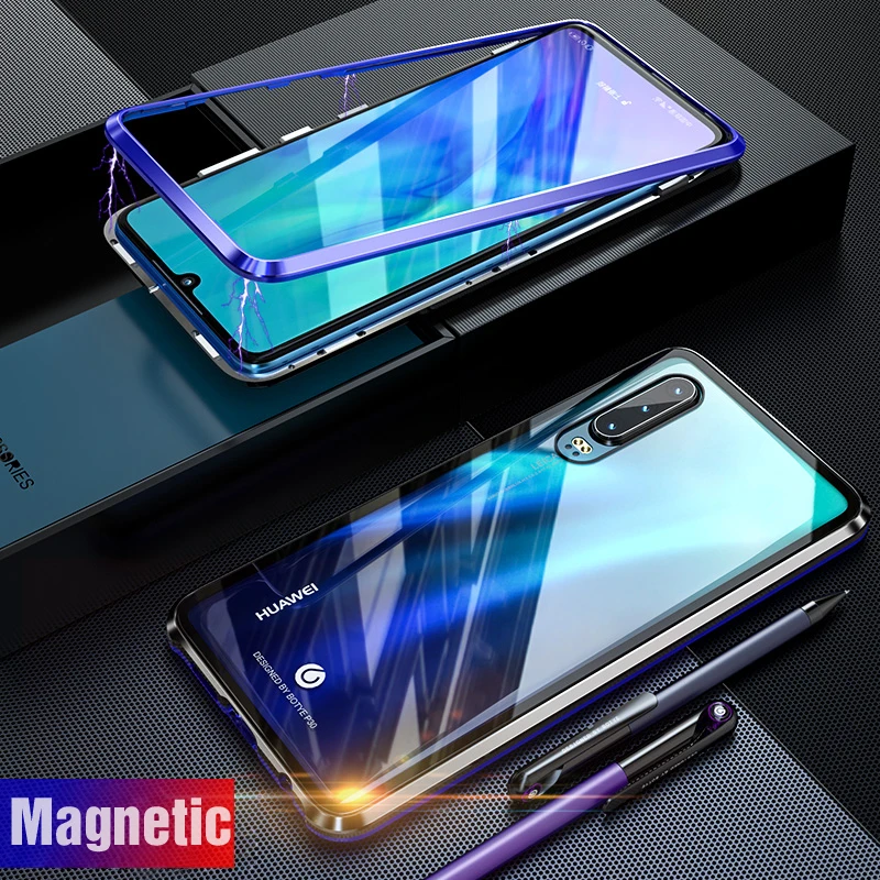 Роскошный Алюминиевый металлический магнитный чехол для Huawei P30 Pro защитный