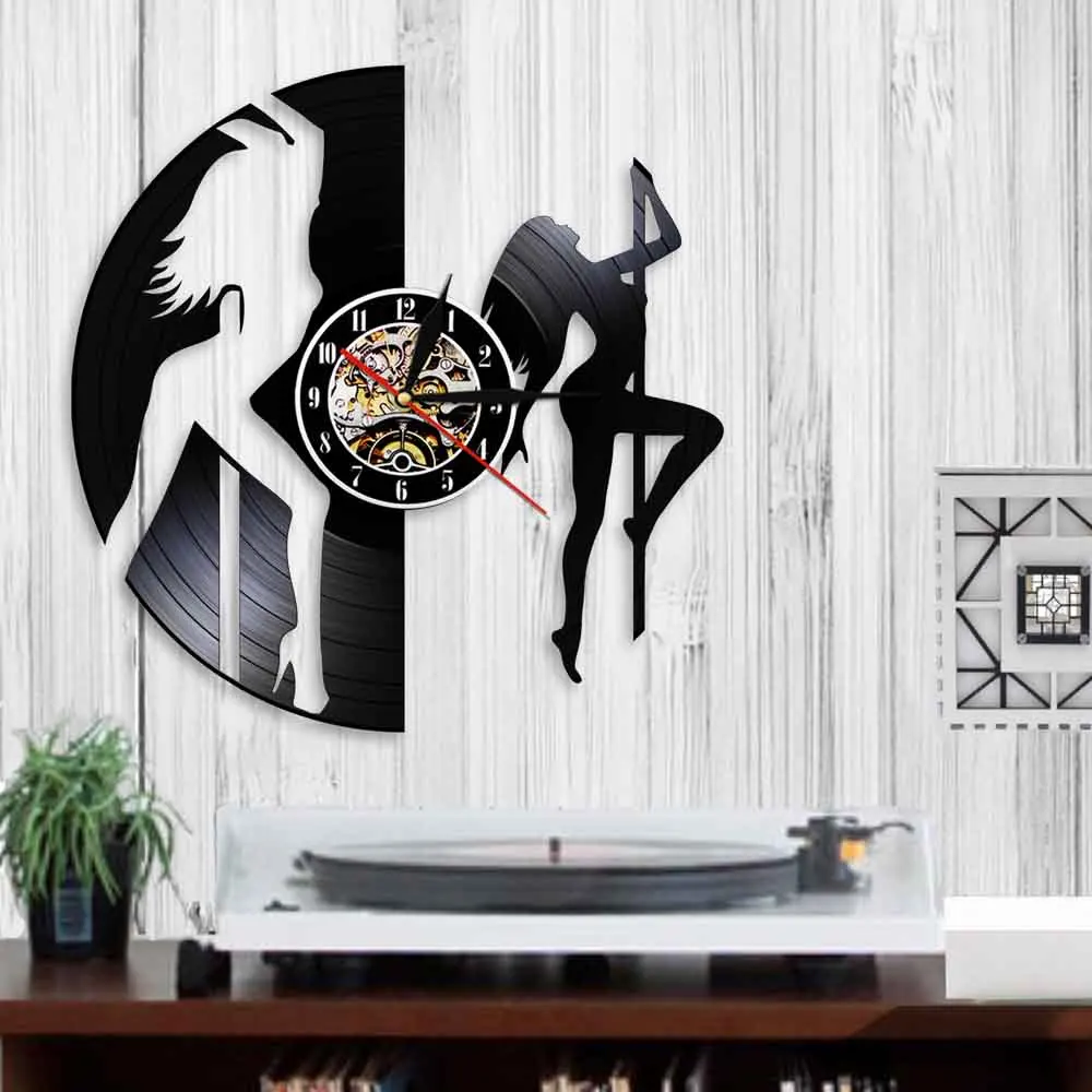 Настенные часы с виниловой пластиной для танцев на шесте прекрасный подарок