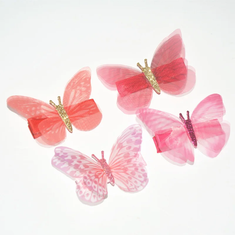 

3D Women Colorful Kids Girls Princess Hair Pin Photograph Chiffon Simulation Butterfly Barrettes Headwear Duckbill Clip