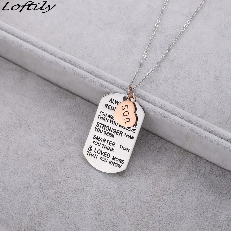 Сын дочь собачья табличка Подвеска Ожерелье из нержавеющей стали подарок для