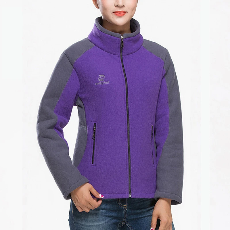 Женская флисовая куртка без капюшона с длинным рукавом и воротником