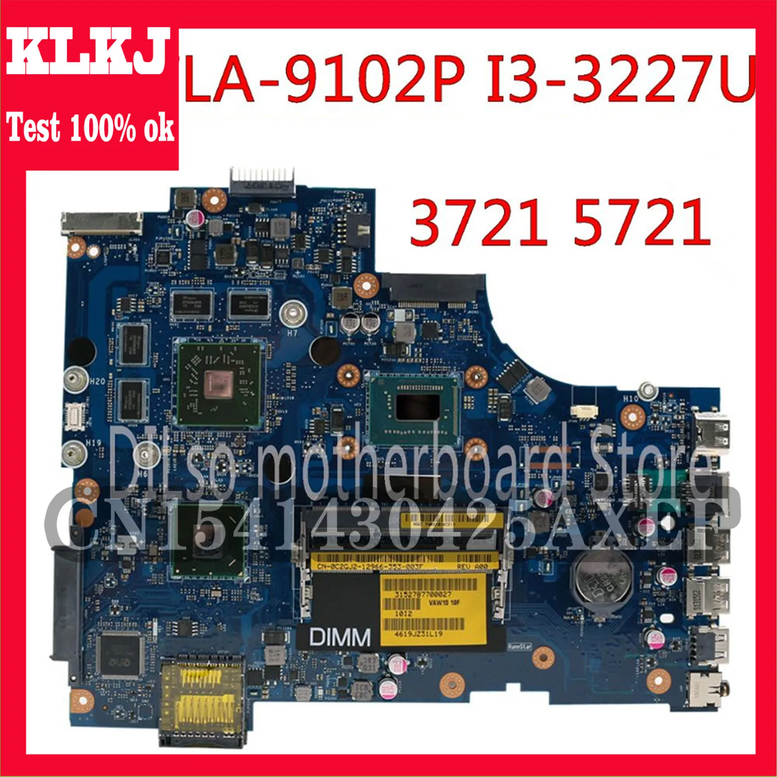 

KLKJ VAW11 LA-9102P REV: 1,0 для Dell Inspiron 3721 5721 Материнская плата ноутбука CN-09KHW3 09KHW3 9KHW3 I3 Процессор оригинал