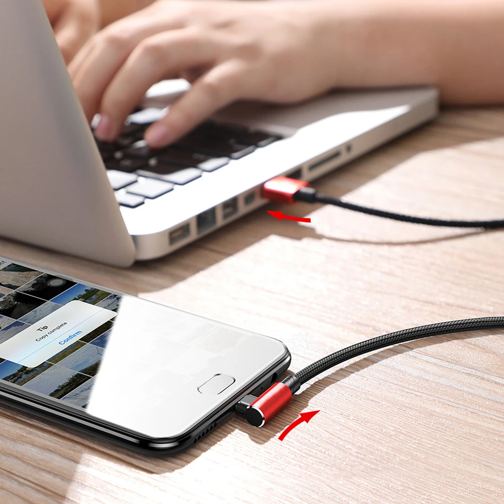 Нейлоновый кабель Micro USB 2 А шнур для быстрой зарядки с углом 90 градусов плетеный