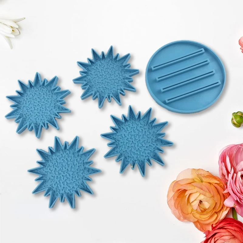 

5 Pcs/Set Coaster + Stand Epoxy Resin Mold Cup Mat+Holder Base Casting Silicone Mould DIY Crafts Jewelry Decoration Tool N0HE