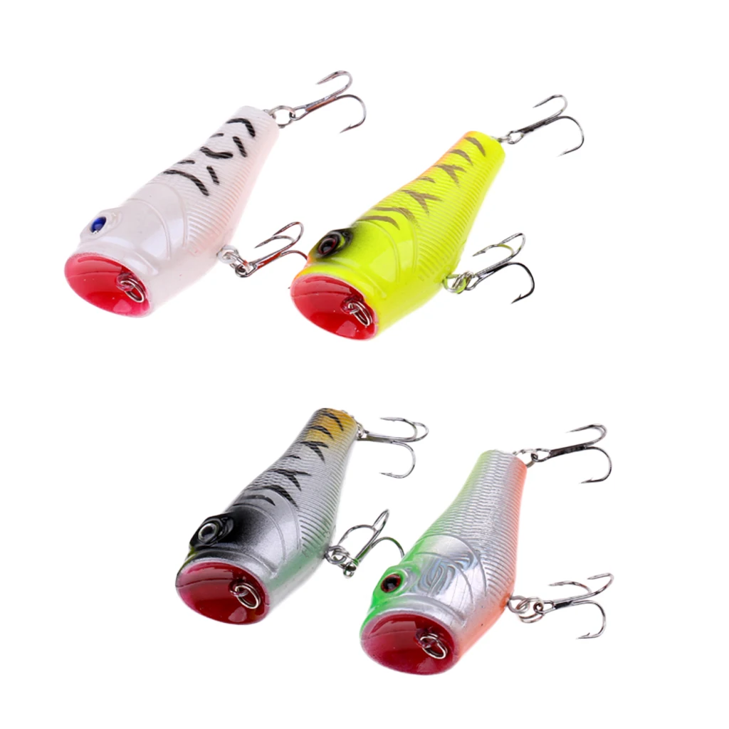 

4pcs 5 cm 7.4g Popper Floating Hard Plastic Fishing Lure Bait Hook