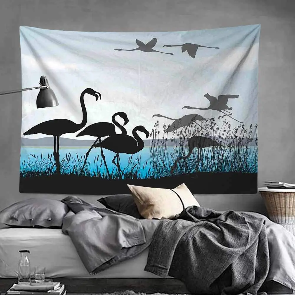 Силуэты фламинго прогулочная Летающая набережная и речная тростниковая кровать