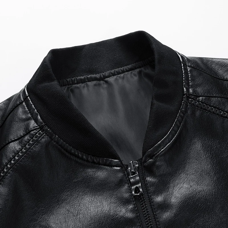Куртка мужская кожаная на молнии мотоциклетная велосипедная верхняя одежда из