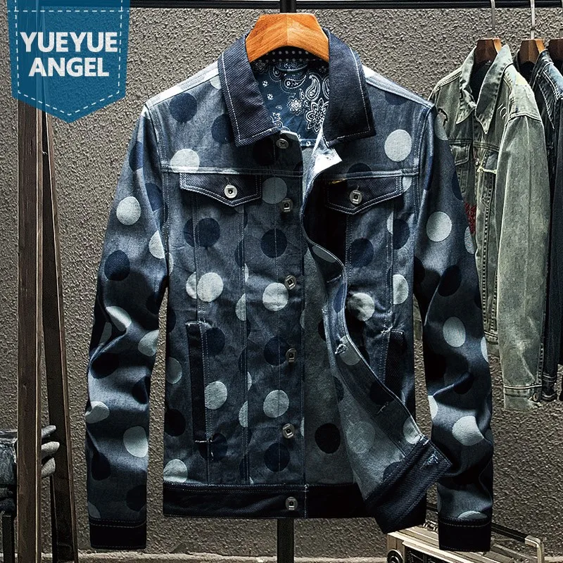 Мужская джинсовая куртка в стиле хип-хоп Харадзюку с длинным рукавом отложным