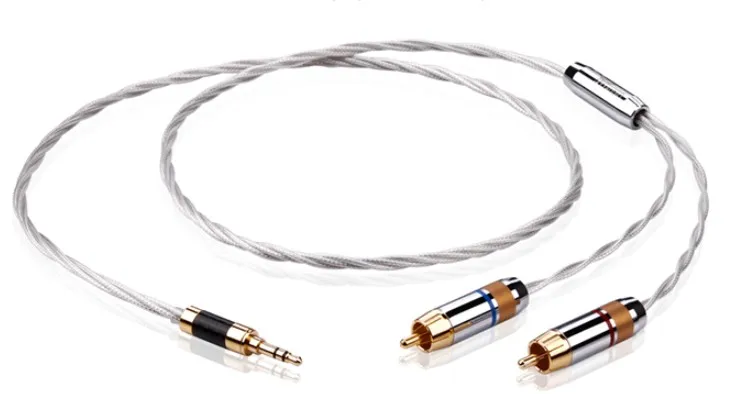 

Посеребренный 3,5 мм HiFi Hi-end Hiend to 2 Lotus Plug аудио кабель от 1 до 2 четыре пряди стандартного аудиокабеля