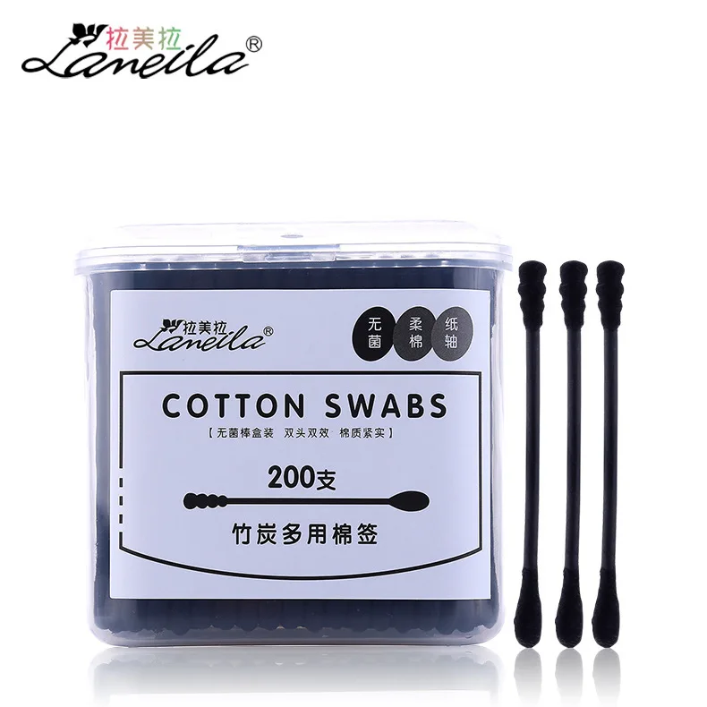 

Bamboo Charcoal Multi-Purpose Reel Spiral round-Toe Cotton Swabs Degreasing Nursing Care 200 Counts A653