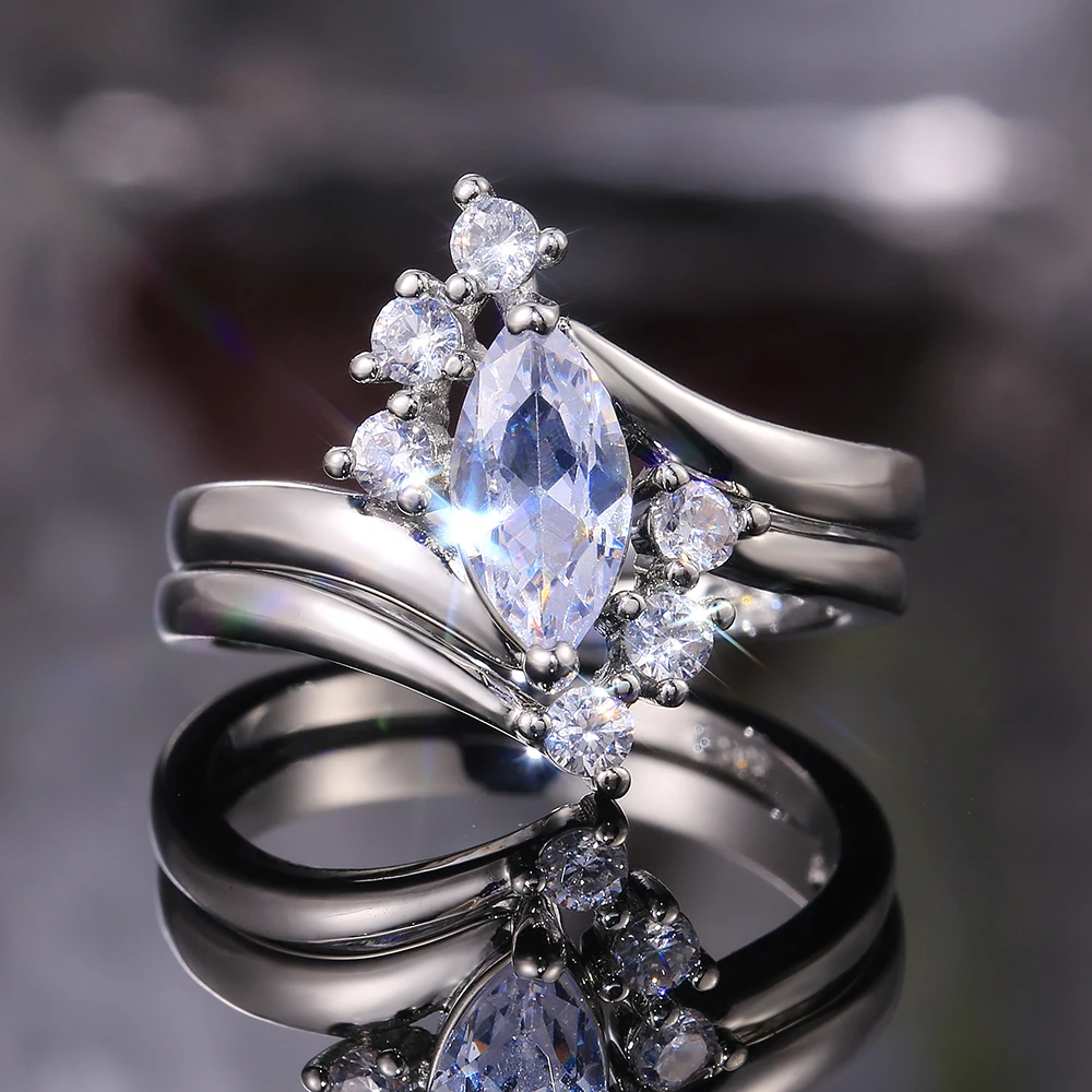 Великолепное уникальное Женское Обручальное Кольцо Huitan на палец изящная форма