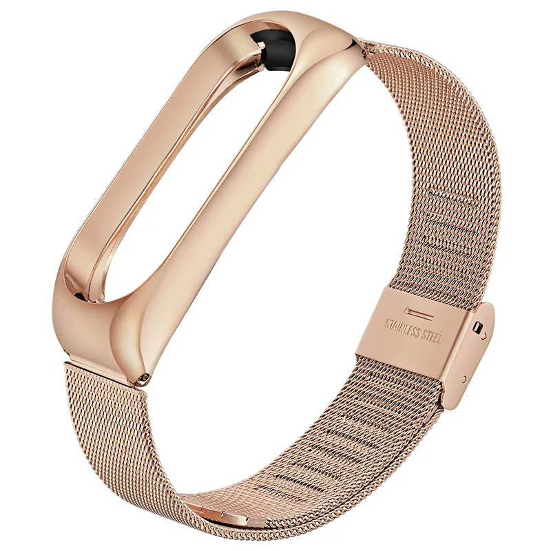 Rose Gold Универсальный металлический ремешок mi Band 3 4 для Xiao mi Band 3 4 Безвинтовой браслет из нержавеющей стали mi band 4 3 браслеты Pulse - Цвет: Rose Gold