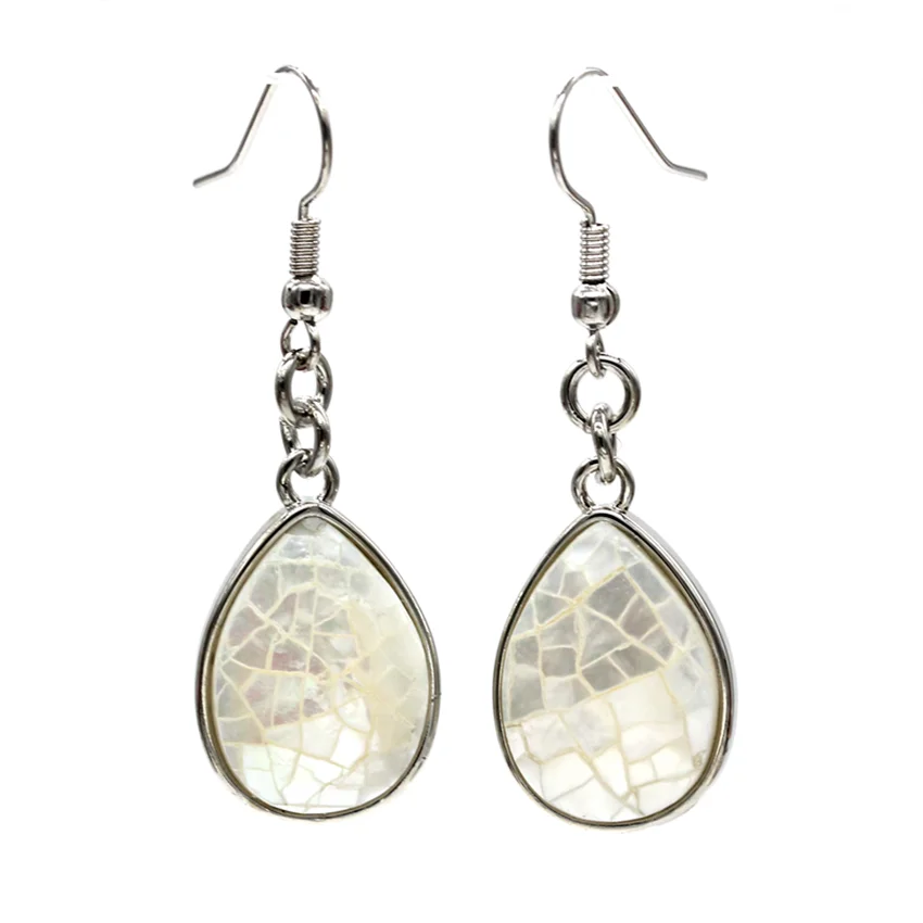 

Trendy-beads Silver Plated White Abalone Shell Water Drop Earrings for Women Jewelry