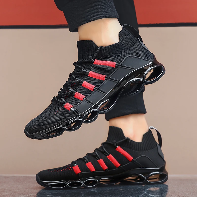 

Outdoor Men Blade Sneakers Running Men Jogging Footwear Leisure Big Size 39-48 Lightweight Breathable Lace-up High Top Sneakers